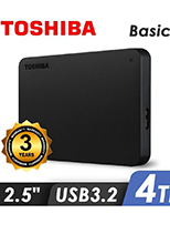 TOSHIBA Basics A3 USB-C 4TB 外接硬碟黑靚潮III Canvio